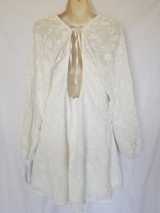 Wild Fable White Embroidered Flowy Milk Maid Top Bishop Sleeved Dress L - Picture 6 of 11
